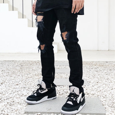 Pantalones Vaqueros Negros Rotos Estilo Urban para Hombre - Image 4