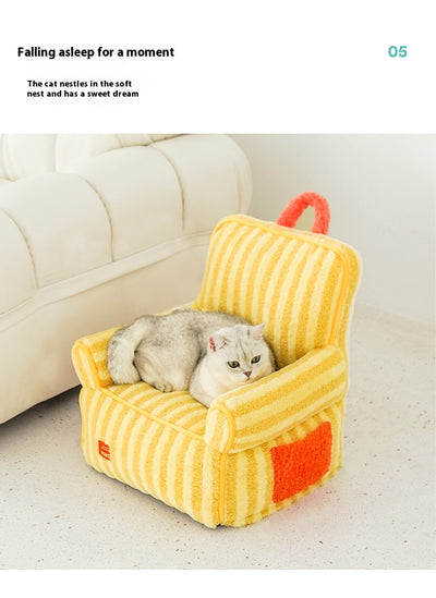 Cama Térmica para Mascotas de Rayas - Cómoda en Todas las Estaciones con Funda Lavable - Image 13