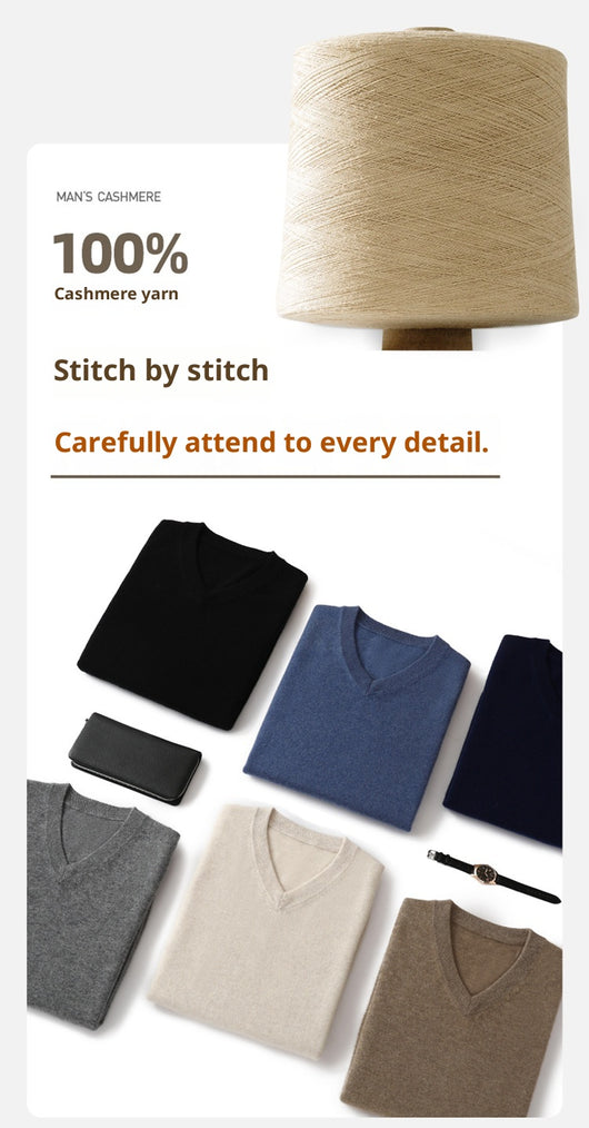 Suéter de Cashmira Puro para Hombre - Cuello V Manga Larga - Image 15