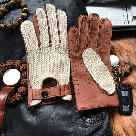 Guantes de Motociclista Retro en Ante de Venado - Image 4