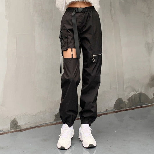 Pantalones Cargo Punk de Cintura Alta con Cremalleras Huecas - Image 4