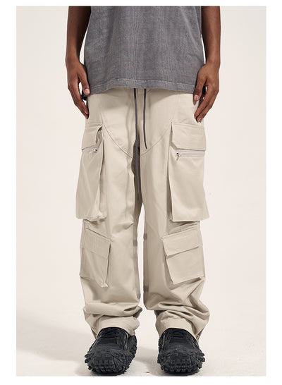 Pantalones Casuales Retro para Hombre con Bolsillos Múltiples y Cierre Lateral - Image 9