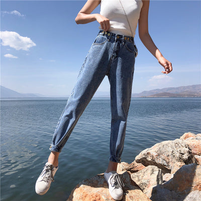 Pantalones Vaqueros Mujer Cintura Alta Cropped Fit Loose y Slim