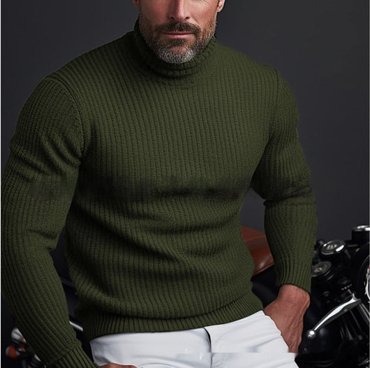Suéter Cuello Alto Liso de Manga Larga para Hombre - Image 8