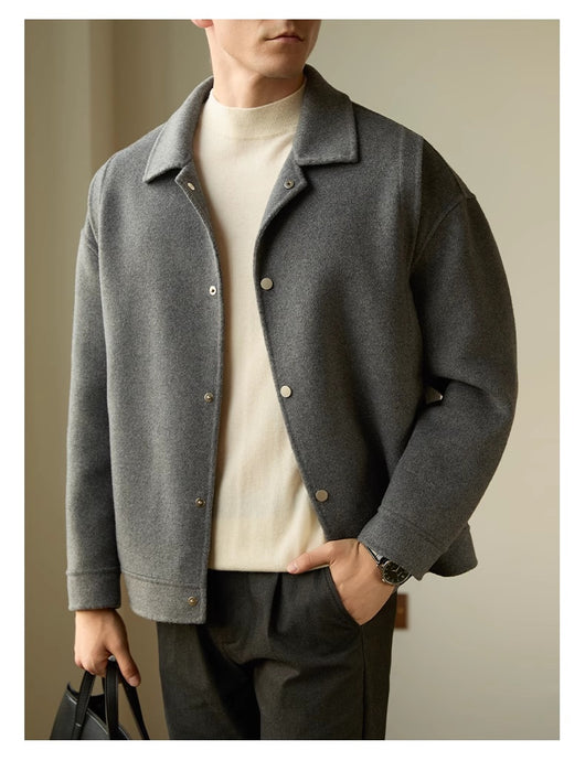 Abrigo de Lana Reversible Doble Cara Lapel High Sense - Image 14