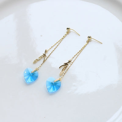 Aretes Largos de Cristal Transparente con Flecos Brillantes - Image 9