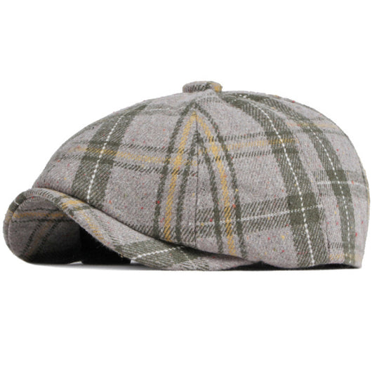 Gorro Octagonal Vintage Británico a Cuadros para Hombre - Image 9