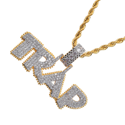 Dije Personalizado TRAP Letra Cobre con Circonita Hip-hop - Image 5
