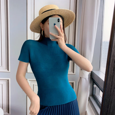 Blusa Elegante de Gasa con Cuello Medio - Top Sofisticado para Mujer - Image 3