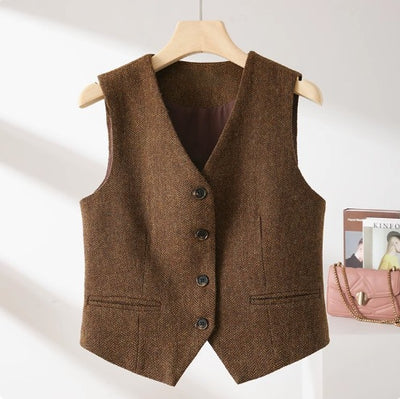 Chaleco de Lana Estilo Clásico Británico para Mujer Primavera
