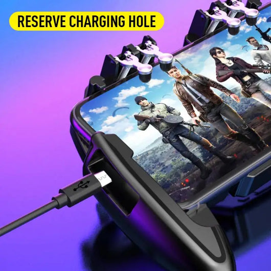 Black M11 mobile gaming controller with cooling fan and four silver trigger buttons for smartphones. - Image 12