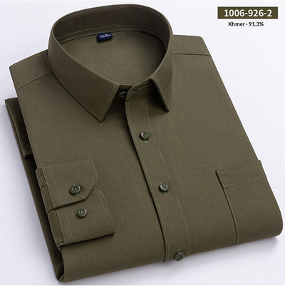 Camisa de Algodón Manga Larga Khaki para Hombre - Primavera - Image 12