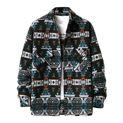 Chaqueta Camisa de Lana a Cuadros Estilo Étnico para Hombre - Image 4