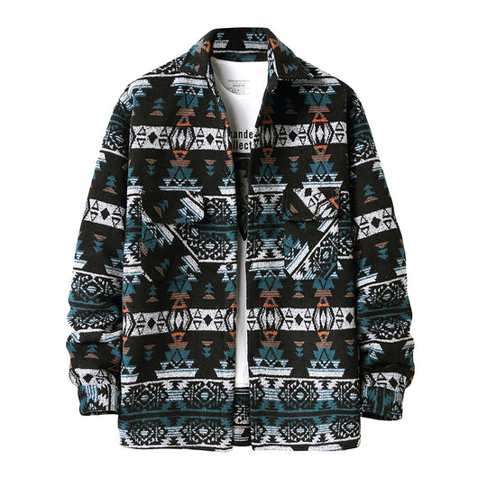 Chaqueta Camisa de Lana a Cuadros Estilo Étnico para Hombre - Image 4