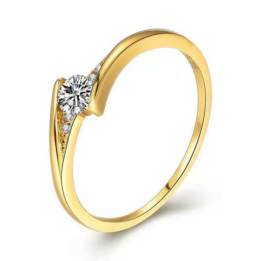 Anillo de Compromiso Dorado en Aleación, Diseño Redondo - Image 2