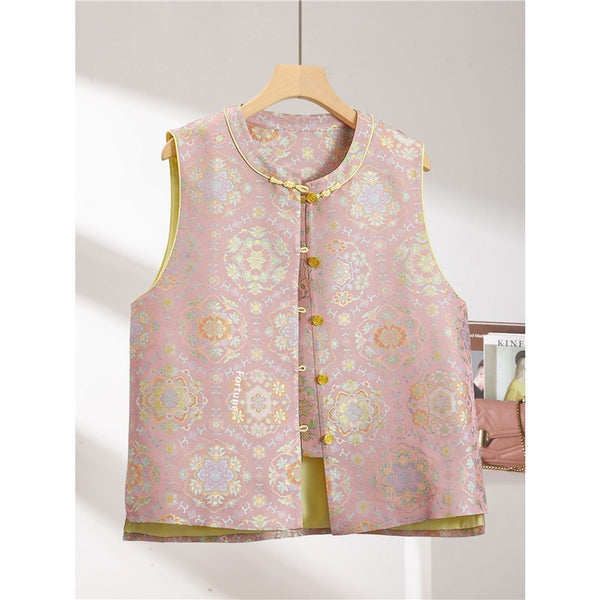 Chaleco Primavera Estilo Chino con Diseño de Peonía en Brocado - Image 5