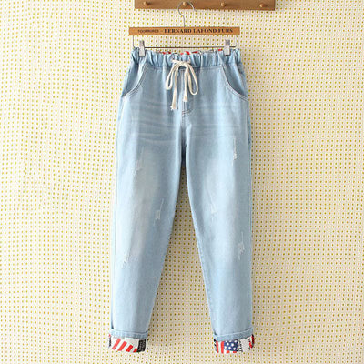 Pantalones Holgados Talla Grande con Roturas y Puños Ajustados - Image 4