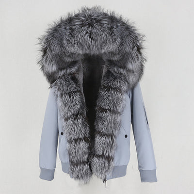 Parka con Forro de Piel de Mapache Desmontable - Abrigo Térmico Grueso - Image 9