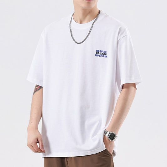 Playera de Algodón con Estampado de Letras - Comodidad de Verano para Hombre