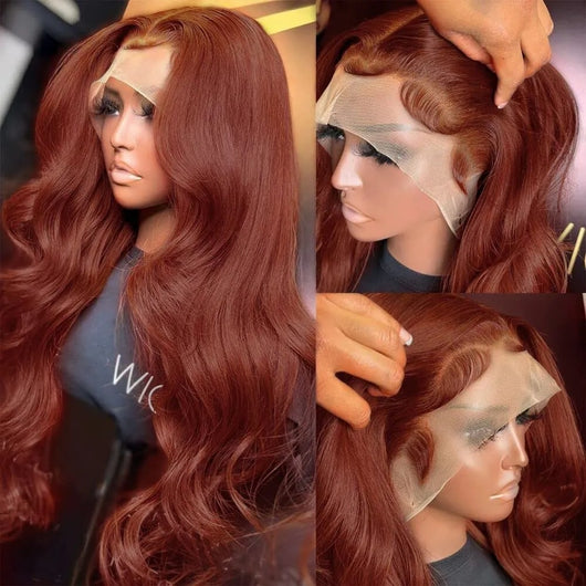 Peluca Frontal de Encaje Rojo Ondas Grandes Cabello Largo - Image 4