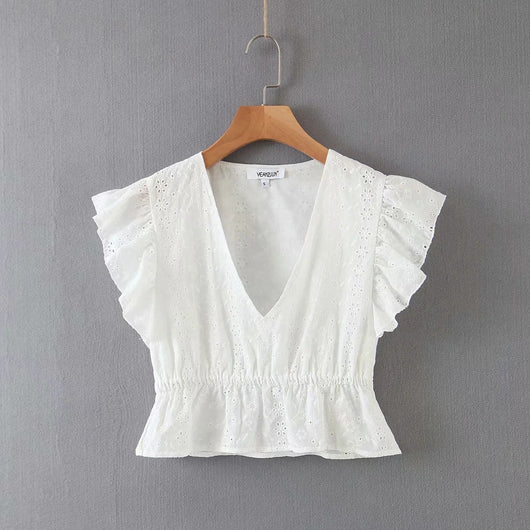 Conjunto de Short y Blusa con Cintura Elástica y Detalles de Encaje - Image 9