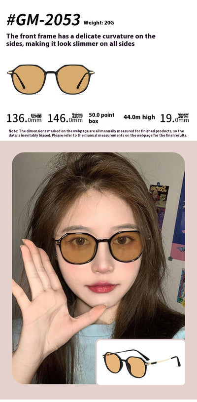 Black full-frame sunglasses with brown lenses, featuring a boxy style and visible dimensions. - Image 21