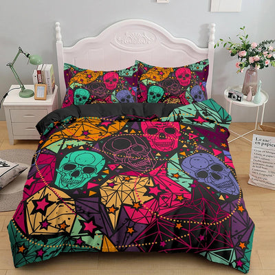 Juego de Edredón Gótico con Estampado de Calaveras - Image 5