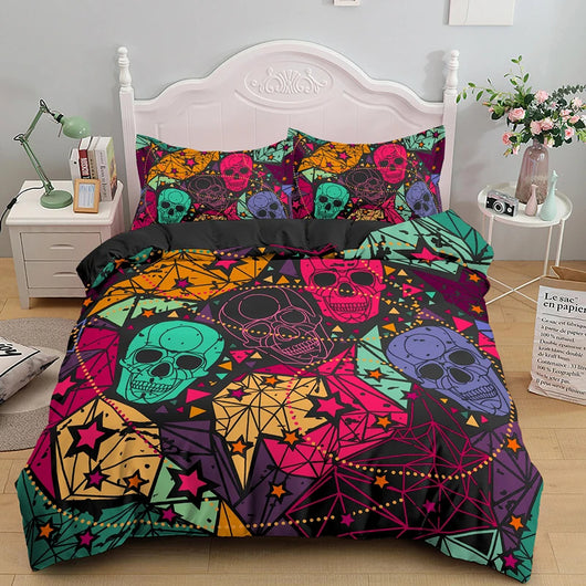 Juego de Edredón Gótico con Estampado de Calaveras - Image 5