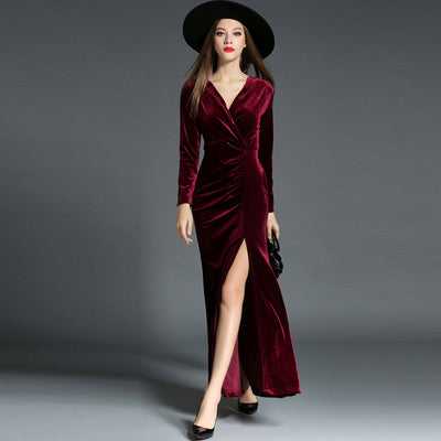 Vestido de Noche Largo con Pliegues y Abertura Lateral - Image 17