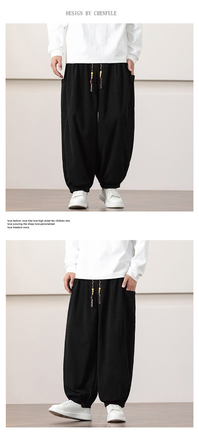Pantalones Harem de Pana Otoño Estilo Chino para Hombre - Image 13