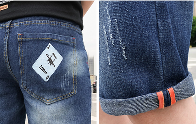 Shorts de Mezclilla para Hombre Estilo Coreano con Detalles Rotos - Image 3