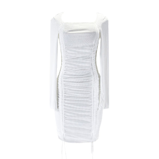 Vestido Largo con Cuello Cuadrado y Mangas Fruncidas - Image 24