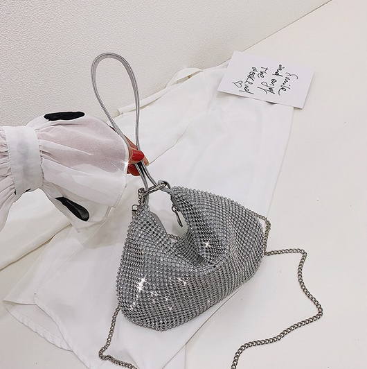 Bolso Bandolera Fruncido con Strass Monohombro - Image 4