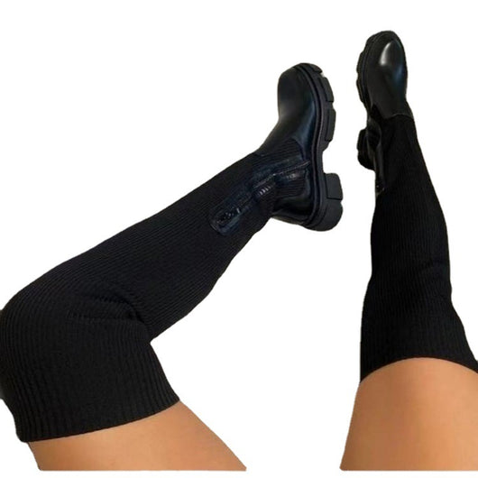 Botas Calcetín Tejidas Hasta la Rodilla para Mujer - Diseño Minimalista y Cómodo - Image 4