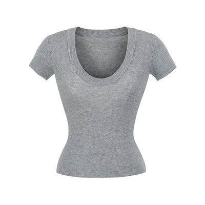 Blusa Ajustada de Lana Estilo Europeo - Cuello Redondo Liso y Elástico - Image 8