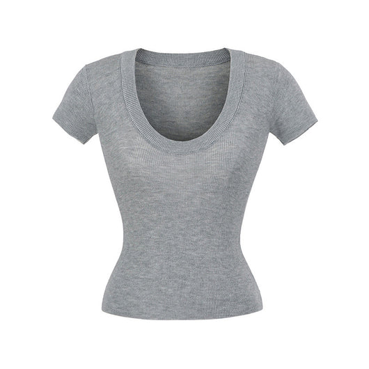 Blusa Ajustada de Lana Estilo Europeo - Cuello Redondo Liso y Elástico - Image 8