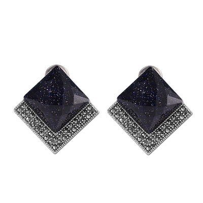 Aretes de Plata Tailandesa Azul Arenado Facetados para Mujer - Image 7