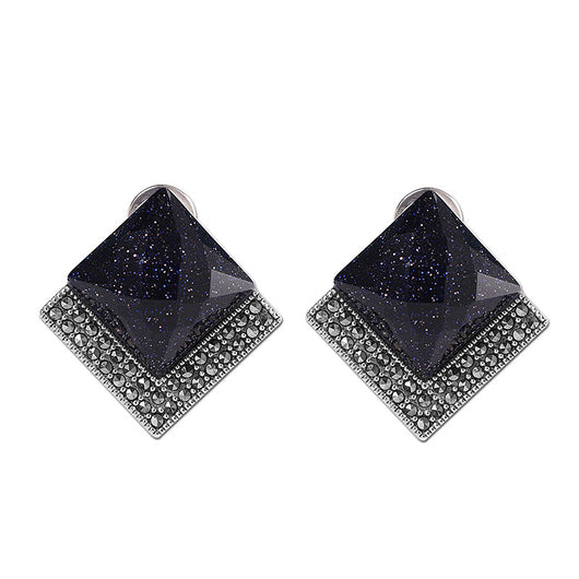 Aretes de Plata Tailandesa Azul Arenado Facetados para Mujer - Image 7
