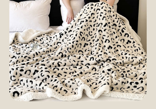 Manta de Tafetán Jacquard Estampado Leopardo Doble Capa - Image 32