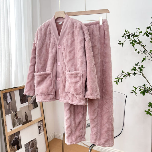 Pijama de Franela para Mujer - Conjunto Camisa y Pantalón