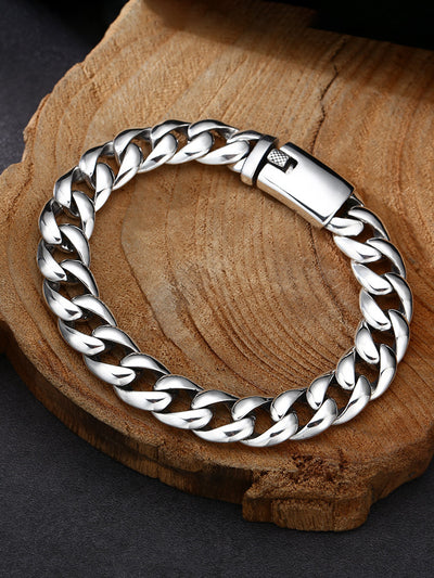 Pulsera Cubana de Plata 925 Estilo Nacional Brillo Espejo - Image 9