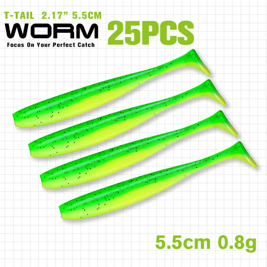 Gusano Artificial T-tail 55 75mm - Anzuelo de Pesca Realista - Image 6