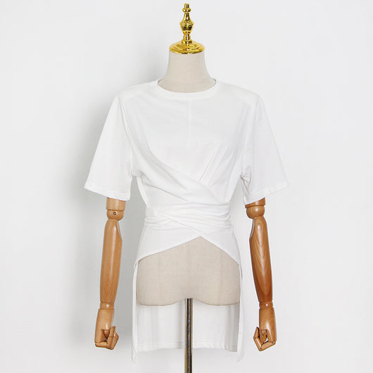 Blusa Casual de Cuello Redondo con Tirantes Irregulares - Image 12
