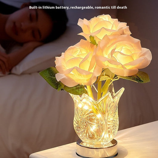 Lámpara de Mesa Flores de Cristal para Dormitorio - Image 3