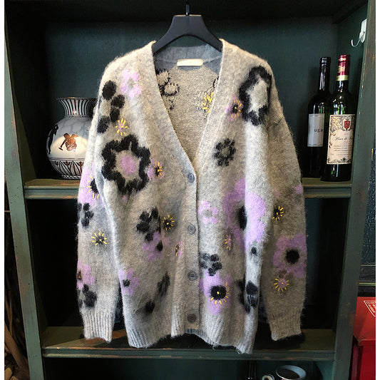 Cardigan Tejido Largo Holgado para Otoño e Invierno