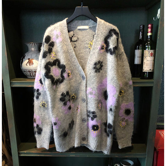 Cardigan Tejido Largo Holgado para Otoño e Invierno