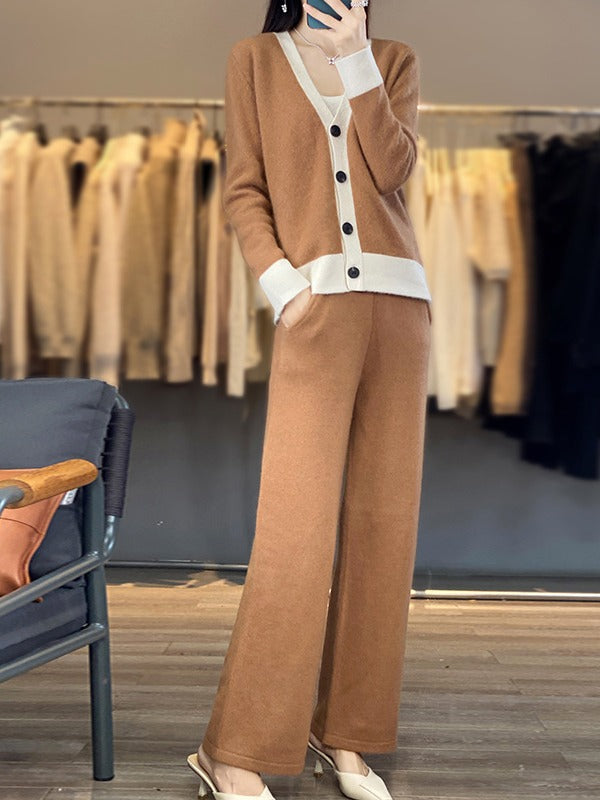 Conjunto de Dos Piezas en Lana Tejida - Diseño Holgado y Cómodo