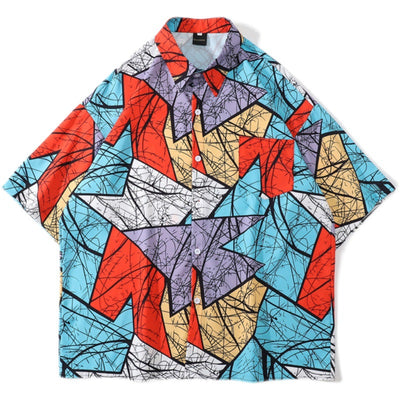 Camisa Oversize Suelta de Manga Corta Estilo Urbano