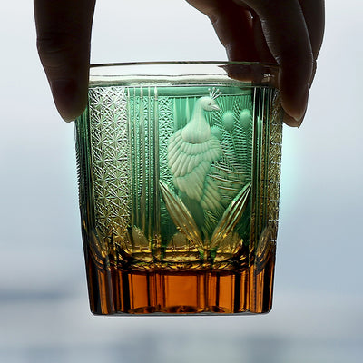 Vaso de Whiskey de Cristal Tallado a Mano con Diseño de Pavo Real - Image 38