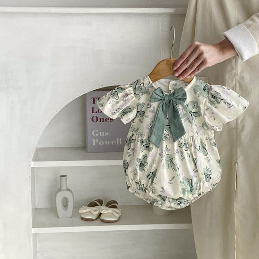 Mono Estampado con Lazo para Bebé Niña - Diseño Triangular
